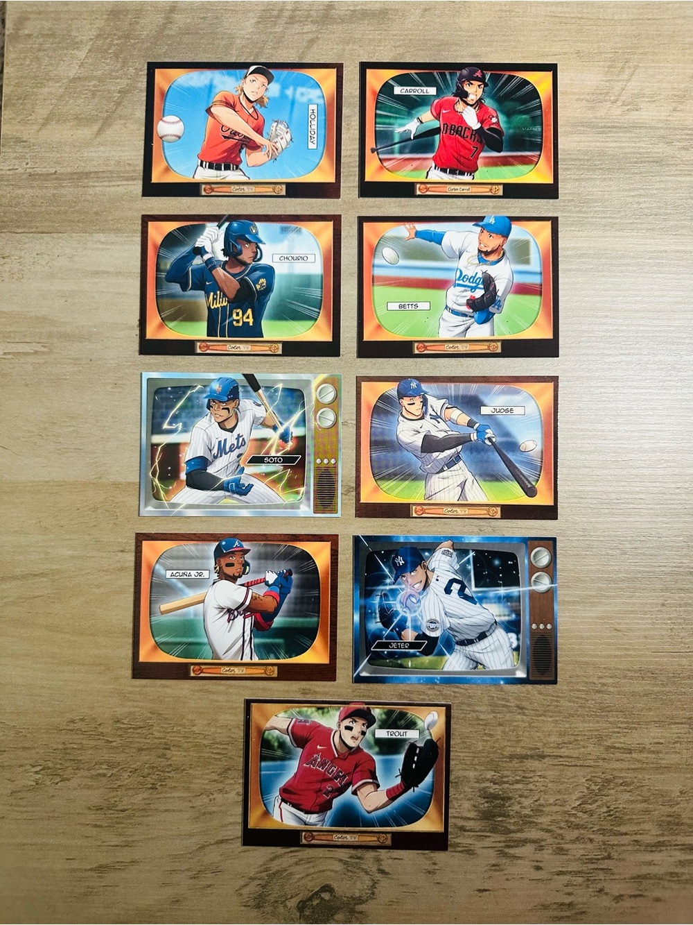 Lot of (9) 2024/25 Topps Anime Aaron Judge, Jeter,  Soto, Novelty Cards.